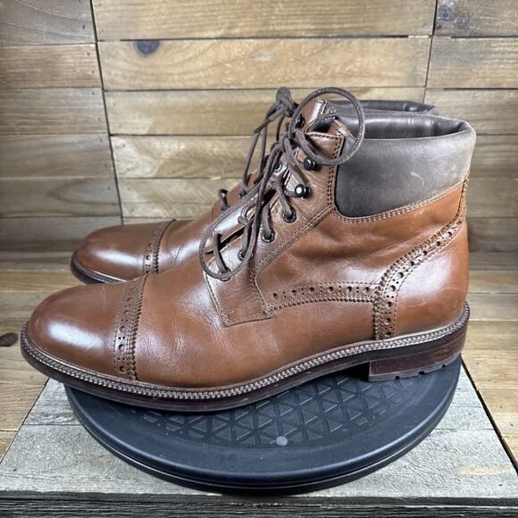 Johnston & Murphy Mens Size 9.5M Cap Toe Boots 1850 Brown Lace Up Ankle High - Picture 3 of 10